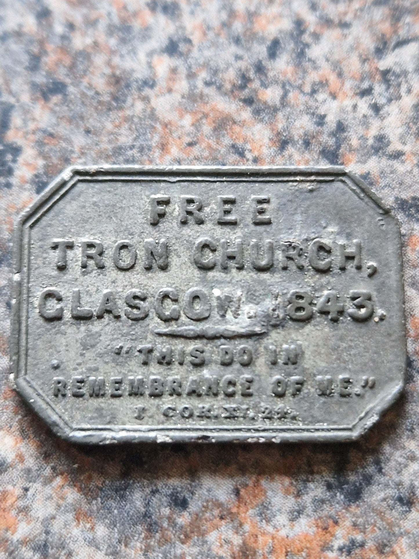 Free Tron Church Communion Token — Church of Scotland | Glasgow | 1843 | Disruption Era | Good Condition