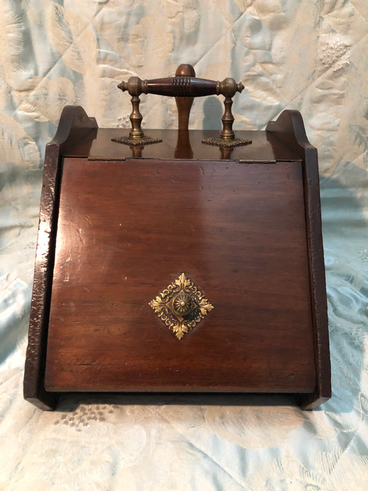 Victorian Mahogany Purdonium Coal Scuttle — Circa 1880–1900 | Brass Fittings & Original Scoop | Very Good