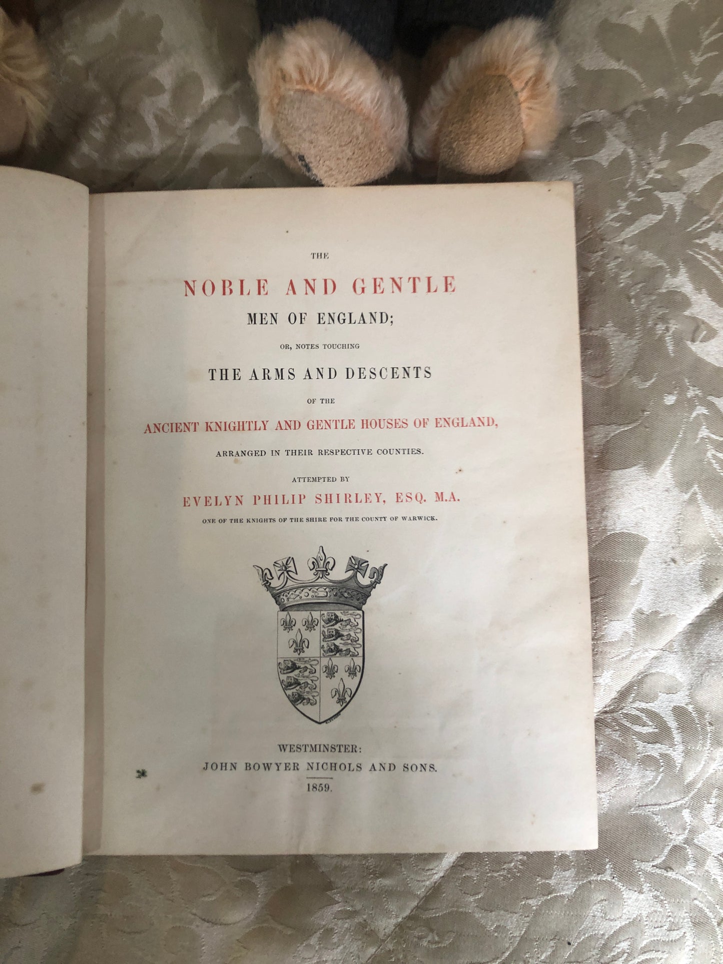 The Noble and Gentle Men of England — Evelyn Philip Shirley | 1859 First Edition | Charles Gresley of Lichfield's Copy | Armorial Bookplate