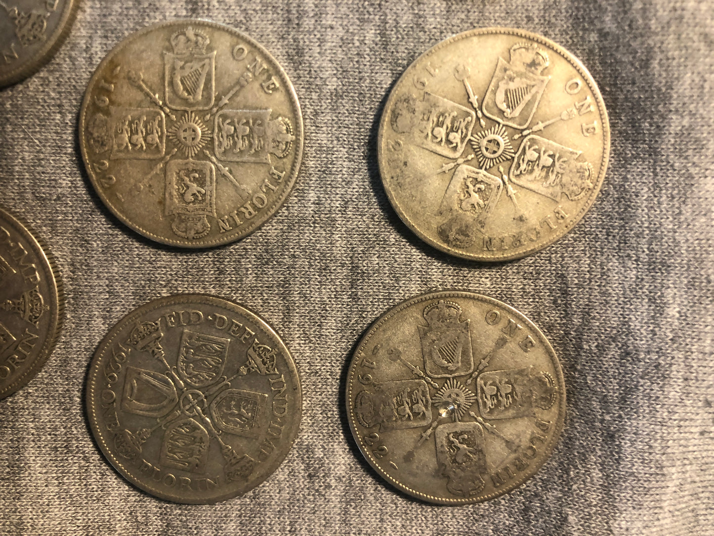 Nine George V & George VI Silver Florins 1920–1937 | Including Scarce 1931 | British Two Shilling Coins | .500 Silver